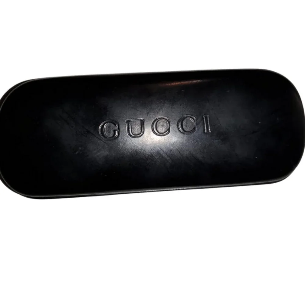 Gucci Men's Black Frame Sunglasses with Purple Lenses